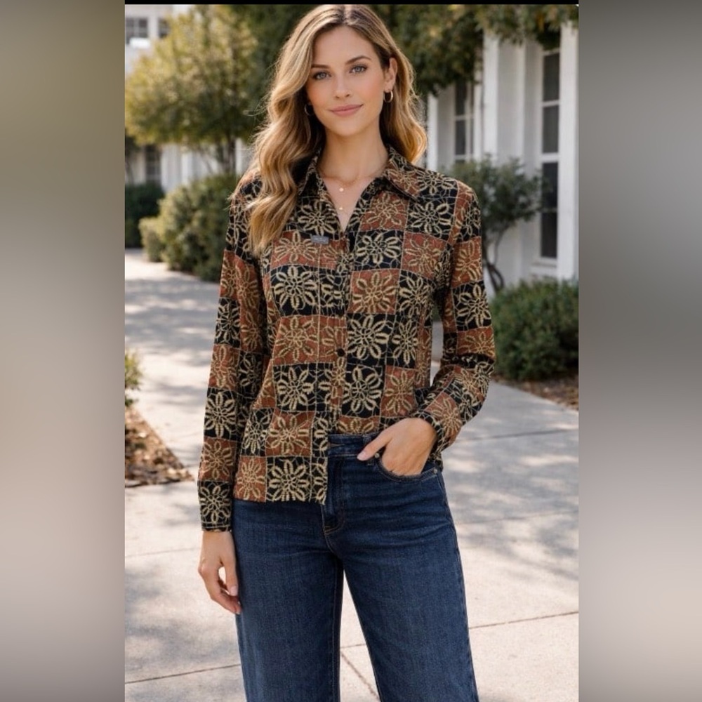 Elementz women’s button down Floral shirt size XL